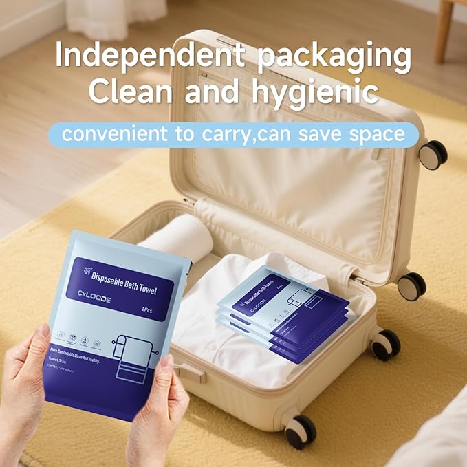 Disposable Bath Towels for Travel, Large Disposable Towel Portable Thick Paper Towel Reusable Suitable for Hiking Camping Sports Swimming and Traveling, 55.1 x 27.5 Inches, 20 PCS