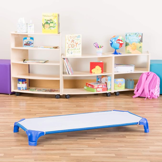 Sprogs Deluxe Heavy-Duty Childrens Standard 52"L Stackable Daycare Cot with Easy Lift Corners Cots for Preschool Kids Sleeping, Resting, and Naptime