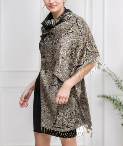 Achillea Big Paisley Pashmina Shawl Wrap for Women – Elegant Scarf for Weddings, Evening Dresses, Festivals & Daily Wear
