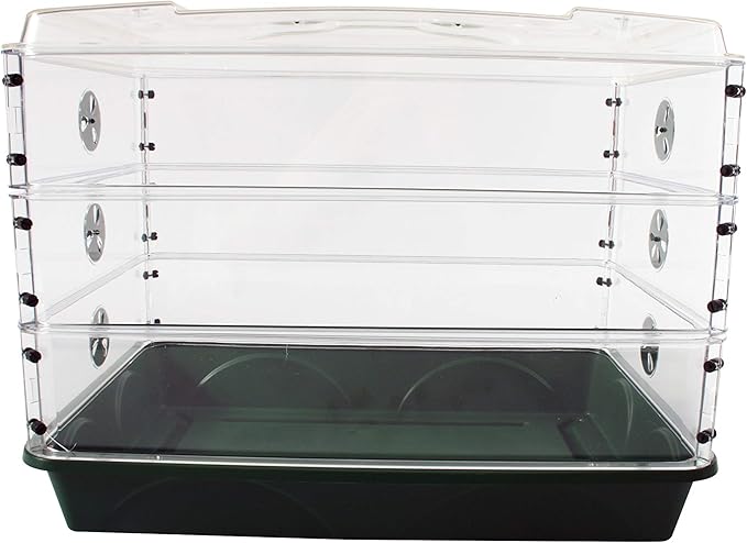 EarlyGrow 95457 24" x 15" x 16.75" Domed Propagator, Green, 3 Side Extenders and Locking Clip Set