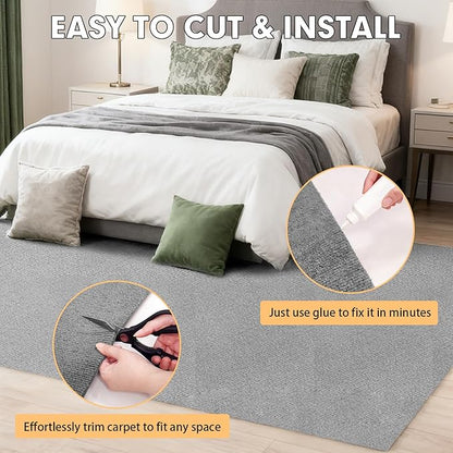 Marine Carpet,5 FT x 15 FT Smoke Gray Indoor Outdoor Carpet 0.2" Thick Boat Carpet with Water-Proof TPE Backing, Non-Slide Outdoor Marine Carpet Roll for Home, Patio, Porch, Deck