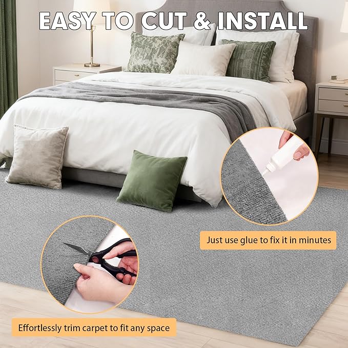 Marine Carpet,5 FT x 10 FT Smoke Gray Indoor Outdoor Carpet 0.2" Thick Boat Carpet with Water-Proof TPE Backing, Non-Slide Outdoor Marine Carpet Roll for Home, Patio, Porch, Deck