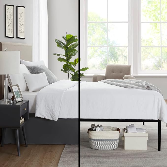 Nestl Dark Gray Bed Skirt Cal King Size - Cal King Bed Skirt 14 Inch Drop - Brushed Microfiber Bed Skirts - Hotel Quality Pleated Bed Skirt - Shrinkage & Fade Resistant