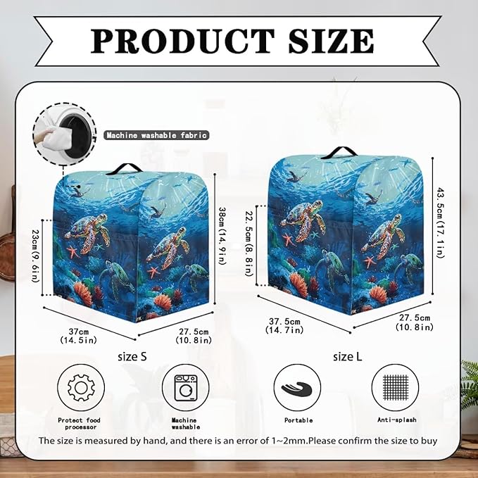 Sea Turtle Mixer Cover 6-8 Qt Stand Mixer Kitchen Aid Covers Counter Food Processor Covers Dust Protection Stand Coffee Maker Home Kitchen Appliance Decor