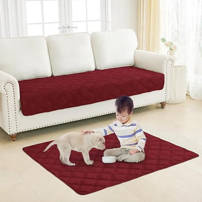 Smiry Waterproof Dog Bed Cover Blanket 30x53, Soft Reversible Pet Blanket, Washable Leakproof Cats Dogs Couch Cover for Sofa, Couch, Furniture, Lattice, Wine Red/Wine Red
