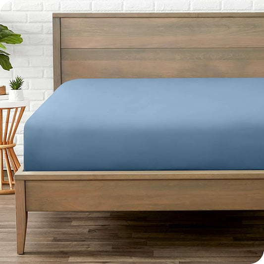 Bare Home Fitted Bottom Sheet Full Size - Premium 1800 Microfiber - Ultra-Soft Hotel Luxury - Deep Pocket - Durable and Long Lasting - Fitted Sheet (Full, Coronet Blue)