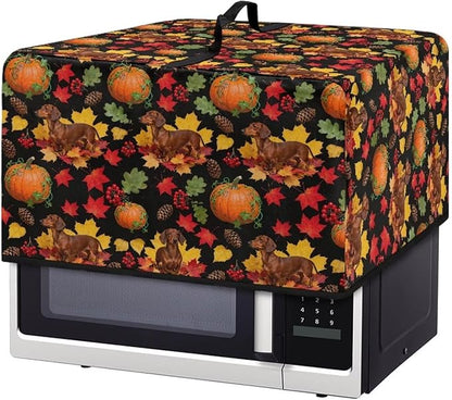 Microwave Dust Cover, Thanksgiving Dog Heat-Resistant Waterproof Polyester Fabric Microwave Oven Dust Cover Case Dustproof Protections Protector for Microwaves Ovens