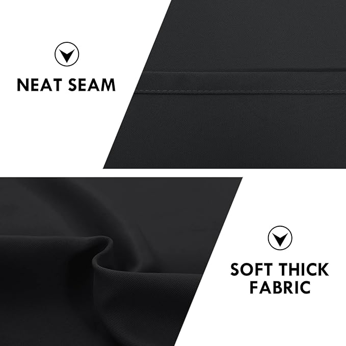 DWCN Blackout Curtains Room Darkening Thermal Insulated Bedroom Curtains Window Curtain Panels, 52 x 63 inches Long, Set of 2 Black Rod Pocket Drapes