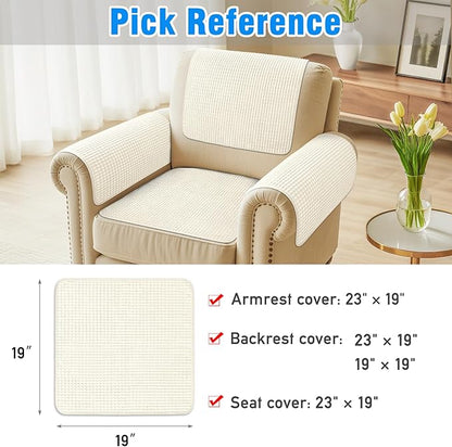 Couch Arm Covers, Sofa Arm Covers, Waterproof Armrest Cover for Sofa, Armchair, Loveseat, Headrest Cover, Non-Slip Recliner Arm Cover, Arm Chair Covers Set of 2 (Beige, 19"×19")
