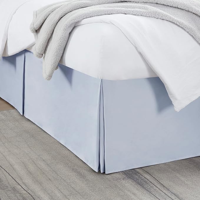 Nestl Ice Blue Bed Skirt King Size - King Bed Skirt 14 Inch Drop - Brushed Microfiber Bed Skirts - Hotel Quality Pleated Bed Skirt - Shrinkage & Fade Resistant