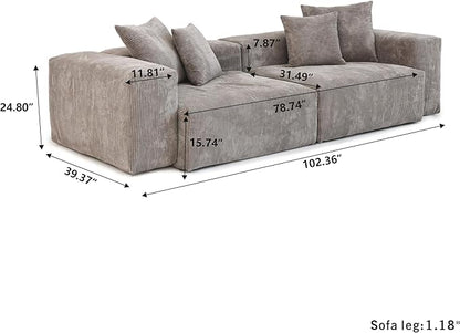 JACH Sectional Couches for Living Room, Modern Modular Sectional Couch with Chaise Ottomans, Cushion Covers Removable, Corduroy Sofa Bed for Living Room, Apartment, Office (Light Brown)