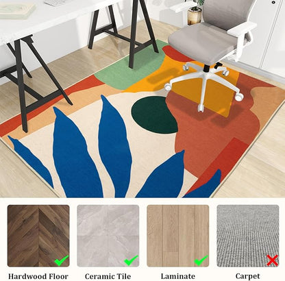 Office Chair Mat for Hardwood Floor, 72"x48" Easy Glide Computer Desk Mat Protector for Rolling Chair Under Desk Rug Nonslip Backing, Machine Wash, (Modern)