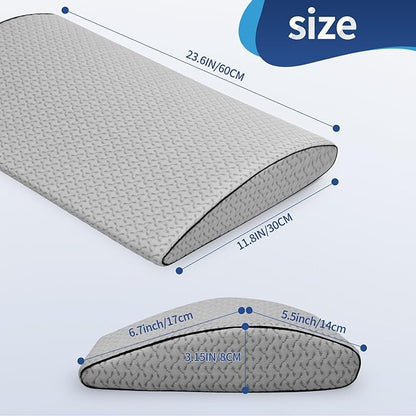 Lumbar Support Pillow for Back Pain Relief - 23.6"x11.8" Bed Rest Pillow for Side, Back & Stomach Sleepers(Grey)