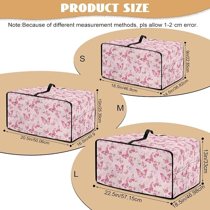 Pink Butterfly Print Microwave Oven Dust Cover Polyester-Linen Fabric Dust Cover for Microwave Oven Universal Dust-Proof Kitchen Appliance Protector Fits Most Microwaves, S