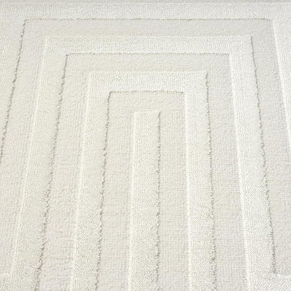 Abani Neutral Cream Area Rug 8' x 10' for Living Room, Bedroom - Tone-on-Tone Geometric Design - Durable & Easy to Clean