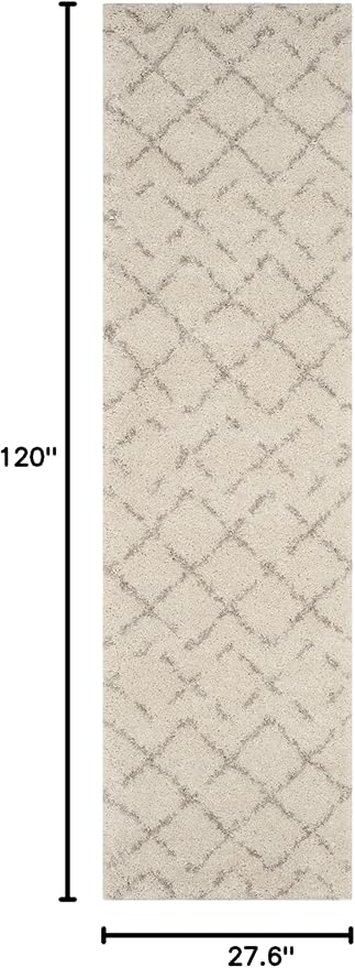 SAFAVIEH Arizona Shag Collection Runner Rug - 2'3" x 10', Ivory & Beige, Moroccan Boho Design, Non-Shedding & Easy to Clean, Ideal for Ideal for Living Room, Hallway, Foyer, Bedroom (ASG743A)
