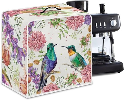 Mumeson Hummingbird Floral Coffee Maker Cover Washable Coffee Machine Cover for Home Office Durable Kitchen Accessories Decor Fit for Most Standard Blenders