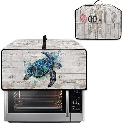 Air Fryer Toaster Oven Cover with Side Pockets, Protective Electrical Appliance Cover Kitchen Countertop Accessories and Decor, S, Watercolor Sea Turtle Wood Grain