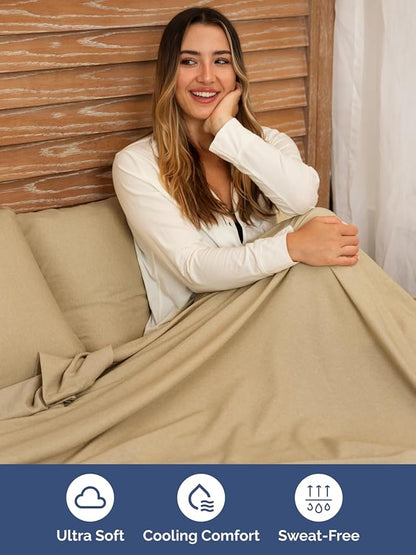 Extra Deep Pocket Twin Sheets - 3 Piece Breathable & Cooling Bed Sheets - Hotel Luxury Bed Sheet Set - Soft, Wrinkle Free & Comfy - Easily Fits Extra Deep Mattresses - Deep Pocket Heathered Tan Sheets