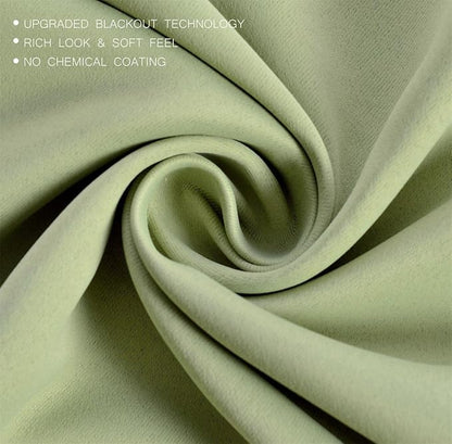 MIUCO 1 Pair Thermal Insulated Grommet 52-Inch-by-84-Inch Blackout Window Curtain Panels with 2 Tie Backs, Sage