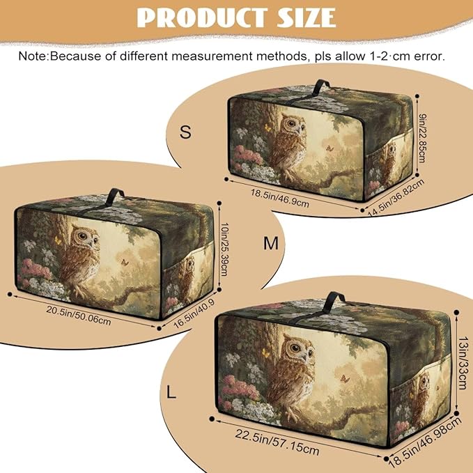Owl Floral Tree Butterfly Print Microwave Oven Dust Cover Heavy Duty Microwave Oven Cover with Storage Pockets Foldable Dust-Proof Decor Accessories for Kitchen, L