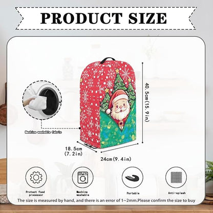 Christmas Blender Dust Cover with Drawstring, Stand Mixer or Coffee Maker Appliance Covers, Anti Fingerprint Polyester Dust Proof Stain Resistant Blender Cover for Kitchen, Santa Claus