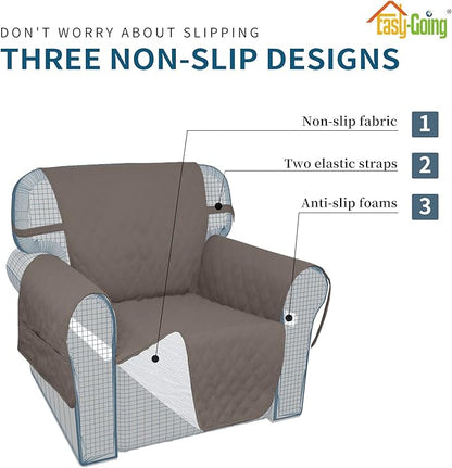 Easy-Going Sofa Slipcover Loveseat Cover Waterproof Couch Cover Washable Sofa Cover for 2 Cushion Couch Non-Slip Fabric Furniture Protector with Pocket for Pets Kids Dog Cat (Loveseat, Taupe)