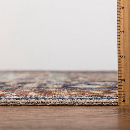 Keen Home Design 2x7 Rug - Machine Washable Runner Rug with Non-Slip Backing, Ideal for Hallway, Entryway, Kitchen, Laundry Room - Vintage, Easy Clean, Durable, Low Pile Rug - (2'6" x 7')
