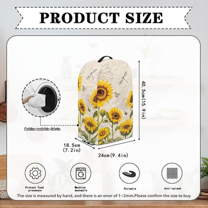 Sunflower Dragonfly Print Blender Dust Cover for Kitchen Small Appliance Decor, Anti Fingerprint Oil-proof Dust Protection Stand Mixer Cover Juicer Cover Soy Milk Machine Covers