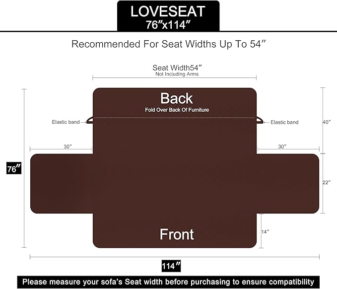 U-NICE HOME Loveseat Sofa Cover Reversible Couch Cover for Dogs with Elastic Straps Water Resistant Furniture Protector for Pets Couch Cover for 2 Cushion Couch (Loveseat, Sand/Beige)