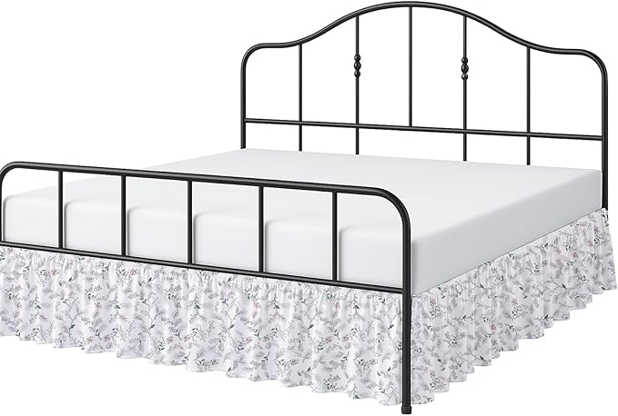 Cottington Lane Ruffled Bed Skirt Full Size with Split Corner, Brushed Microfiber Hotel Quality Dust Ruffle, 15 Inch Drop Gathered Bedskirt, Soft, Stylish, Shrink & Fade Resistant, Coco Rose Leaf