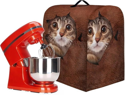 Cute 3D Cat Print Stand Mixer Covers Protector Kitchen Aid Mixer Cover Dust Covers with Top Handle Front Pocket Universal Fit Tilt Head and Bowl Lift Models