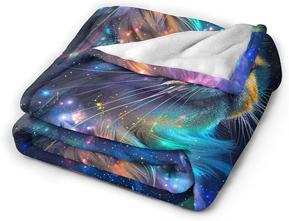 Fantasy Cat Blanket Cat Throw Blanket Cat Gifts and Decor Cat Blanket for Girls Women Boys Men Soft Warm Cozy Fleece Blanket for Couch Sofa Bed 80"x60"