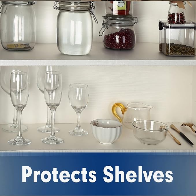 Shelf Liner, Drawer Liner, 2 Rolls x 12 Inches x 20 FT Cabinet Liner for Kitchen Cabinets Non-Adhesive Shelf Liners, Waterproof Shelf Paper with Non-Slip, Durable Liners, Clear