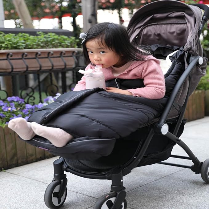 German Designed Universal Stroller Footmuff, 5 Way Zippers Style for Baby Easy in & Out of Water Repellent Winter Stroller Bunting Bag, Height/Temperature Adjustable Anti-Kick Stroller Sleeping Bag