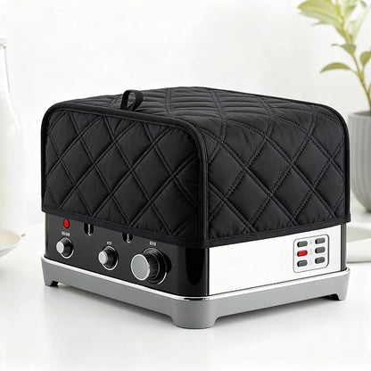 Toaster Cover 2 Slice, 11.4 x 7.5 x 7.9in Universal Size Toasters Dusts Covers, Black Kitchen Small Appliance Cover, Polyester and Cotton Quilted Kitchen Appliance Covers
