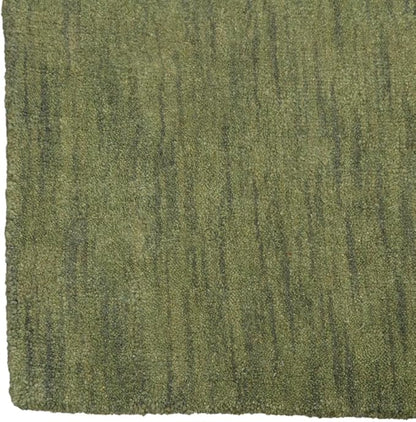 Hand Knotted Loom Wool ECO-Friendly Area Rugs - 6'x6', Square, Green Color, Solid Plain Design, High Pile Thick Handmade Anti Skid Area Rugs for Living Room, Bed Room (L00111)