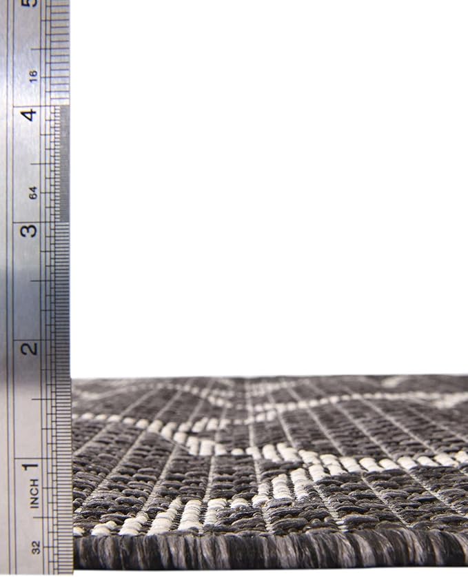 Unique Loom Outdoor Trellis Collection Area Rug - Trellis (Square 13' 0" x 13' 0", Black/ Ivory)