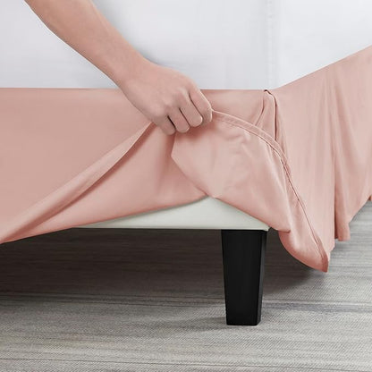Nestl Peach Beige Twin Bed Skirt - Twin Size Bed Skirt 14 Inch Drop - Brushed Microfiber Bed Skirts - Hotel Quality Pleated Bed Skirt - Shrinkage & Fade Resistant