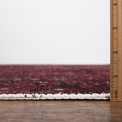 Bloom Rugs Washable Non-Slip 10x14 Rug - Dark Red Traditional Bordered Area Rug for Living Room, Bedroom, Dining Room, and Kitchen - Exact Size: 10' x 14'