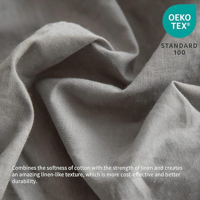 BISELINA French Linen Bed Skirt with Pleated Frills 14-Inch Tailored Drop Natural Flax Cotton Blend Dust Ruffle Soft Cozy Farmhouse Bedding (14" King, Grey)