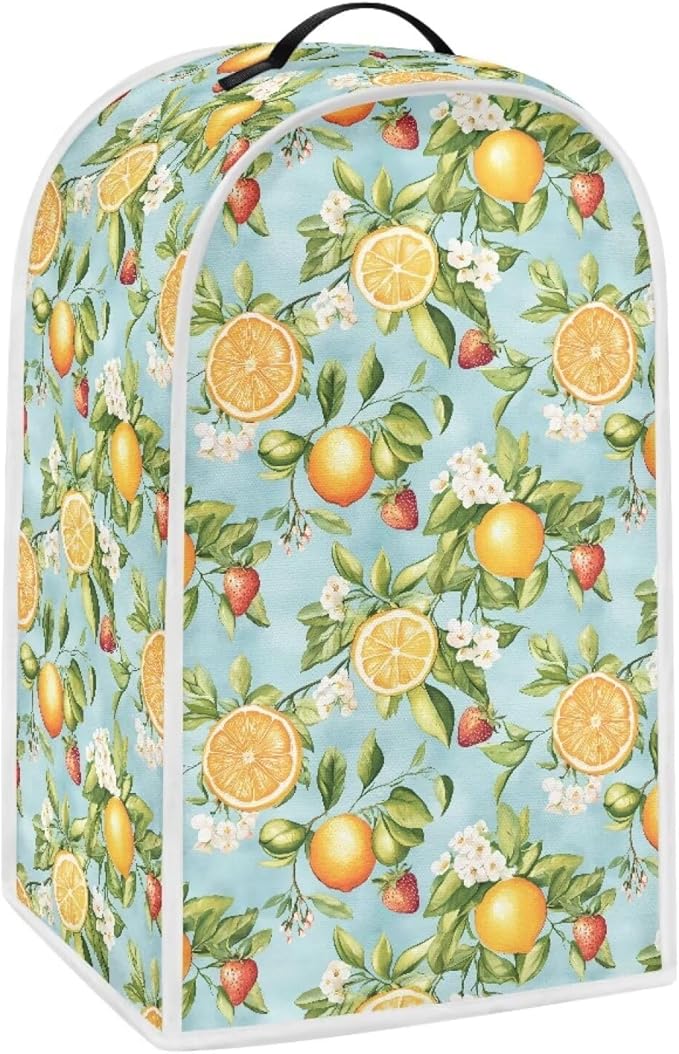 Blender Dust Cover for Stand Mixer or Coffee Maker Appliance, Anti Fingerprint Polyester Dust Proof Stain Resistant Blender Cover for Home Kitchen, Lemon Floral Print