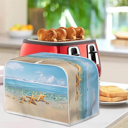 Beach Starfish Print Toaster Cover for Anti-Dust and Fingerprint, Kitchen Small Appliance, Microwave Toaster Oven Cover Decorative Accessories for Kitchen