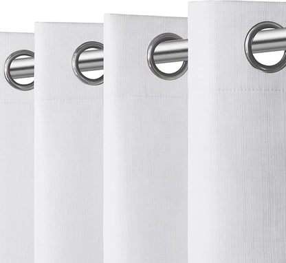 Easy-Going Linen Look 100% Blackout Curtain 52x63 Inch Window Curtain Drapes for Bedroom, Living Room Thermal Insulated Room Darkening (Set of 2 Panels, White)
