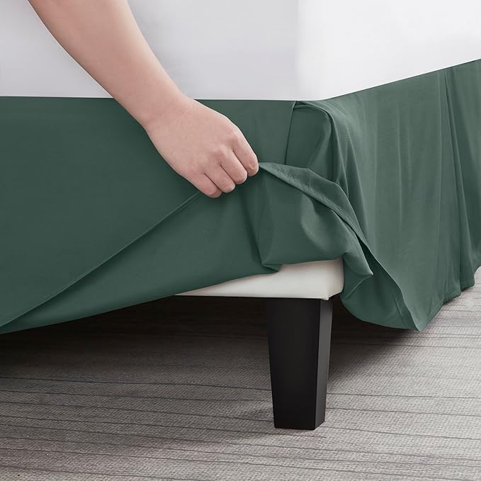Nestl Forest Green Full Bed Skirt - Full Size Bed Skirt 14 Inch Drop - Brushed Microfiber Bed Skirts - Hotel Quality Pleated Bed Skirt - Shrinkage & Fade Resistant