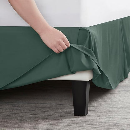 Nestl Forest Green Bed Skirt Cal King Size - Cal King Bed Skirt 14 Inch Drop - Brushed Microfiber Bed Skirts - Hotel Quality Pleated Bed Skirt - Shrinkage & Fade Resistant