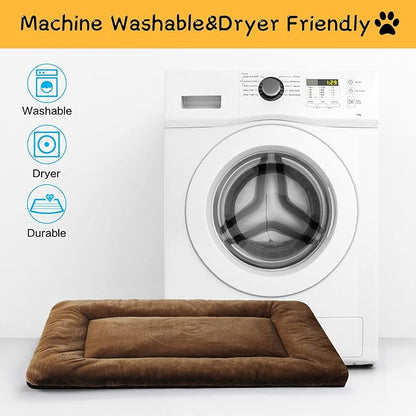 Dog Beds Crate Pad for Dogs Ultra Soft Dog Crate Bed Washable & Anti-Slip Kennel Pad for Dogs Cozy Sleeping Mat (48inch, Brown)