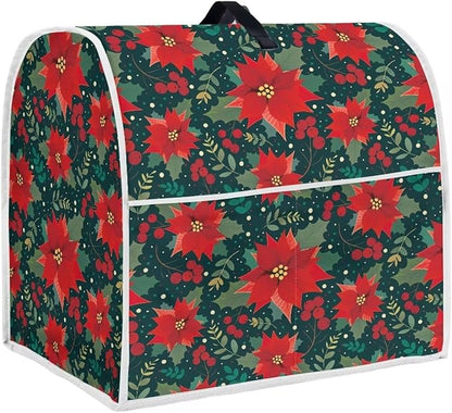 Christmas Stand Mixer Cover Dust Protective Poinsettia Stand Mixer Covers For Kitchen Aid 4.5-5 Quart Mixers Dustproof Cloth Cover for Small Appliance Protector Christmas Decoration