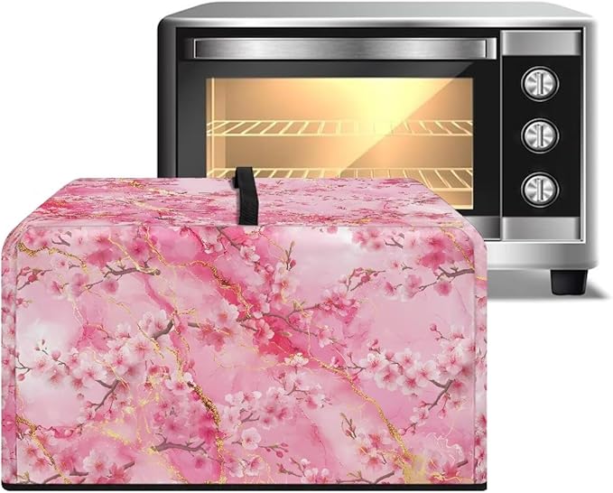 Microwave Oven Cover, Marble Flower Dustproof Machine Protector Decorative Kitchen Appliance Cover Waterproof Polyester Fabric for Most Countertop Microwaves Easy to Clean