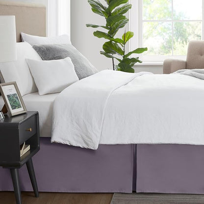 Nestl Grayish Purple Full Bed Skirt - Full Size Bed Skirt 14 Inch Drop - Brushed Microfiber Bed Skirts - Hotel Quality Pleated Bed Skirt - Shrinkage & Fade Resistant